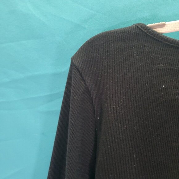 H&M Divided Black Long Sleeve Ribbed Crop Cardigan Button Front Womens Size M - Picture 13 of 13